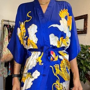 100% Silk Royal Blue Dragon Robe